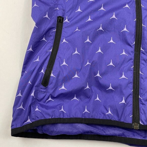 Reebok Hooded Windbreaker Jacket Women’s S Logo Allover Print Full Zip Vent Back - Picture 13 of 16